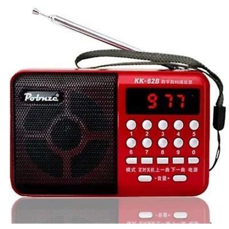 Radio portable rouge à ondes courtes avec port USB et lecteur de cartes SD/TF pour personnes âgées