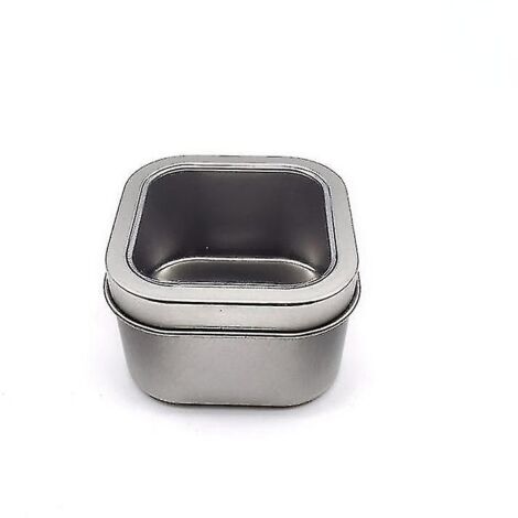 Boîte en métal carrée argentée et noire pour la fabrication de bougies et le rangement de bijoux - 3 tailles (1/3)