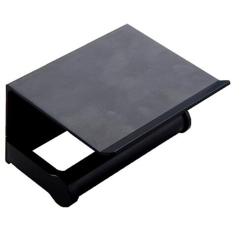 Porte-papier toilette mural noir avec rangement pour téléphone portable - Support en aluminium spatial pour accessoires de salle de bain (1/4)