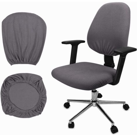 Ensemble de housses de siège et de dossier en spandex extensible doux gris pour chaises d'ordinateur, chaises de salle à manger et chaises de bar (1/4)
