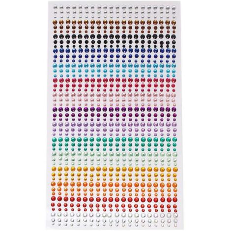 Ensemble de 900 autocollants strass acryliques colorés, 3 mm, 4 mm, 5 mm (1/5)