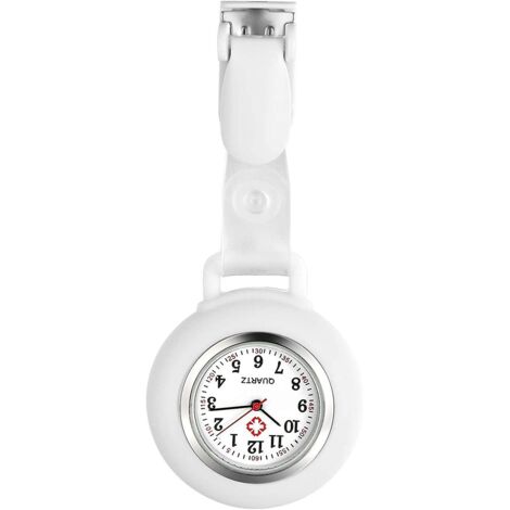 Montre de poche infirmière en silicone blanc, universelle pour le travail, le bureau et l'école. (1/5)
