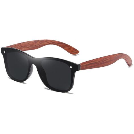 Lunettes de soleil polarisées noires en bois pour hommes et femmes avec feuille de sel imperméable (1/3)