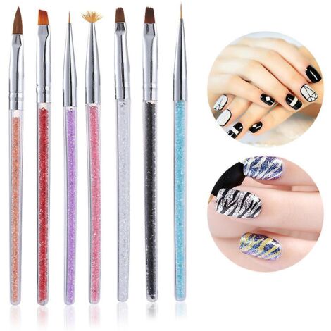 Ensemble de 7 pinceaux à double pointe pour nail art, idéal pour le pointillisme, le dessin, la peinture et le liner. (1/5)