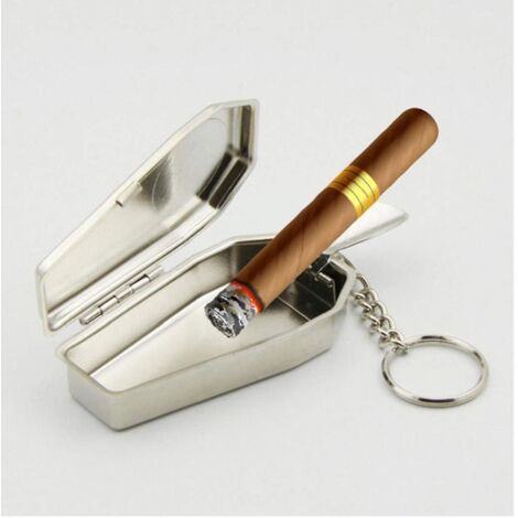 Porte-clés cercueil en métal, cendrier de poche portable, cendrier d'extérieur avec couvercle, cadeau pour amis (1 pièce) (1/5)