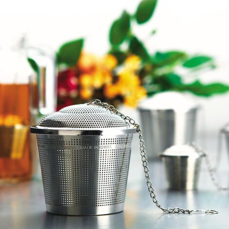 Infuseur à thé en acier inoxydable avec cuillère à thé et plateau égouttoir - Lot de 2 (1/5)