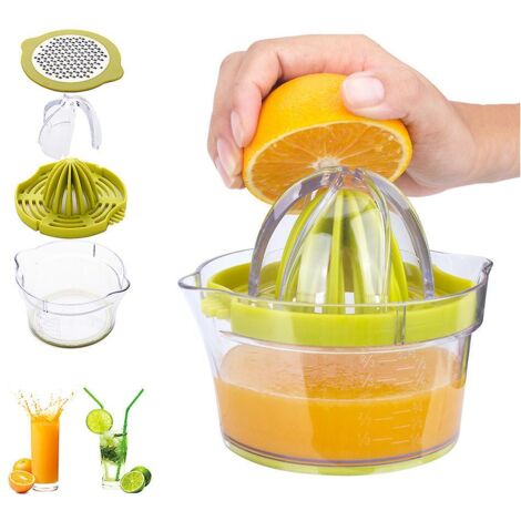 Presse-agrumes manuel professionnel 4 en 1 avec récipient de 400 ml pour oranges et citrons (1/4)