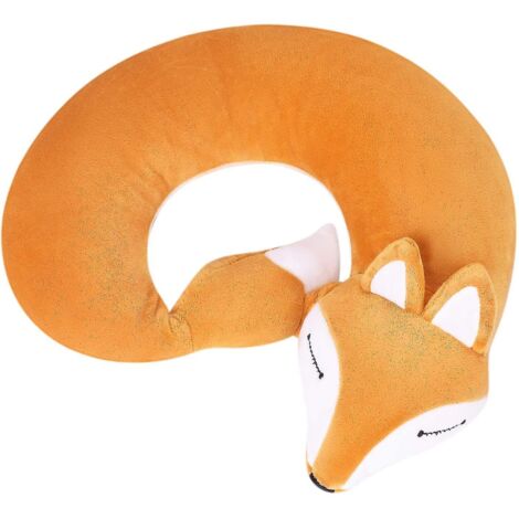 Oreiller de voyage ergonomique en forme de U, motif renard orange mignon, pour enfants et adultes (1/4)