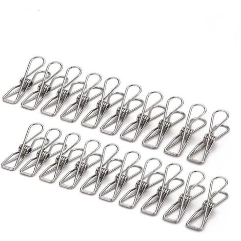 Lot de 20 pinces à linge incassables en acier inoxydable, 5,8 cm, résistantes à la rouille (1/5)