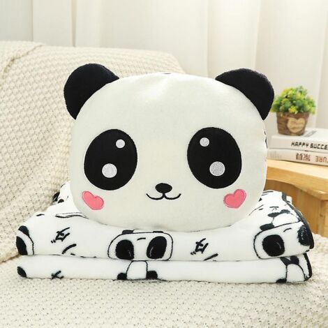 Oreiller-couverture Panda Dundun pour la sieste : un ensemble oreiller et couverture deux-en-un idéal pour la voiture, les étudiants et les voyages. (1/5)