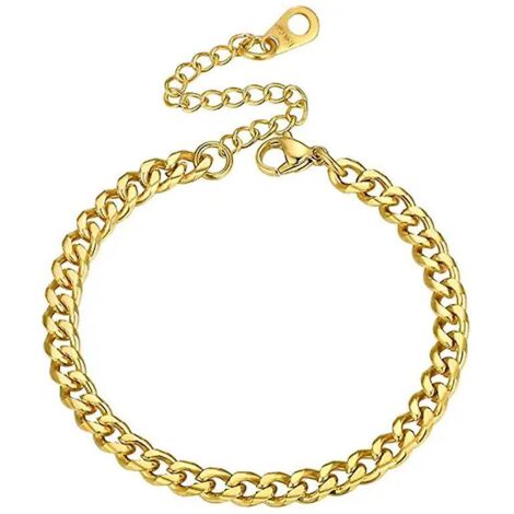 Bracelet de cheville personnalisable en forme de cœur, chaîne en acier inoxydable plaqué or - Bijou d'été (1/5)