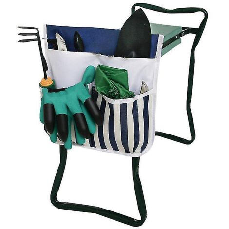 Sac à outils de jardin portable Oxford pour chaise et tabouret à genoux, vert et bleu, 32 x 31,5 cm (1/3)