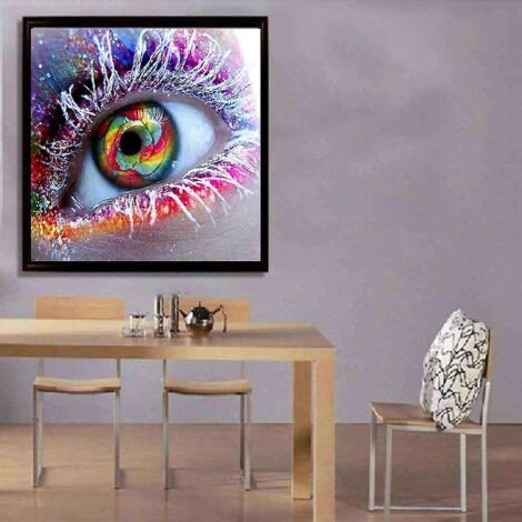 Kit de peinture diamant Yeux Colorés - Mosaïque de broderie ronde complète 30 x 30 cm pour adultes (1/4)