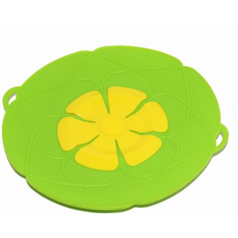Couvercle anti-déversement en silicone vert de 28 cm avec protection contre l'ébullition et outil de cuisine multifonction (1/4)