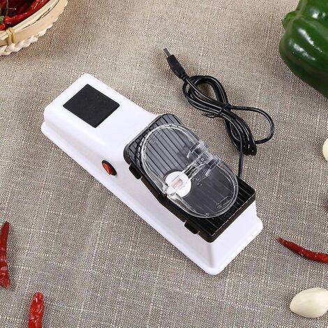 Affûteur de couteaux électrique avec port USB réglable pour couteaux de cuisine, couteaux utilitaires et ciseaux - Blanc - Lames à affûtage moyen-fin (1/5)
