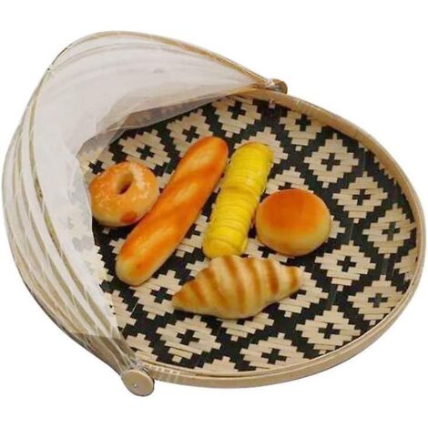Panier de pique-nique en bambou tressé à la main avec attache murale, 30 cm de diamètre - Idéal pour les fruits, les légumes et le pain (1/5)
