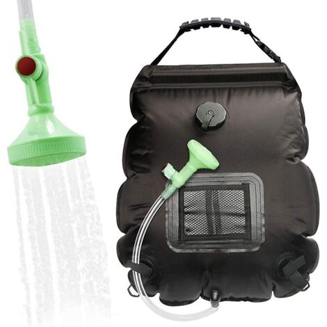 Sac de douche solaire portable de 20 L pour le camping et la randonnée avec pommeau de douche interchangeable (1/5)
