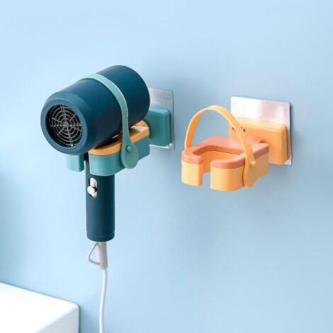 Support mural pour sèche-cheveux avec sangle en silicone rotative à 180 degrés pour le rangement dans la salle de bain (1/4)