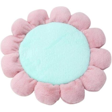 Coussin pour chat en peluche en forme de fleur verte - Confortable et lavable, 60 cm (1/5)