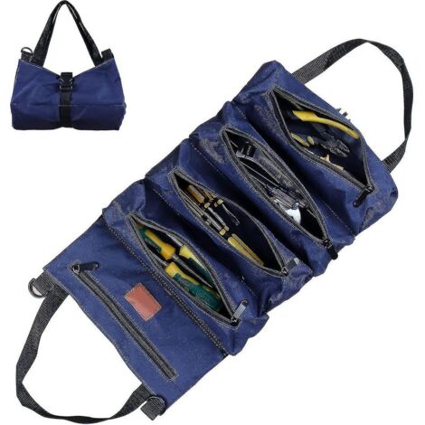 Ensemble d'outils de jardin bleu avec sac de jardin à poches multiples et sacoche à outils (1/5)