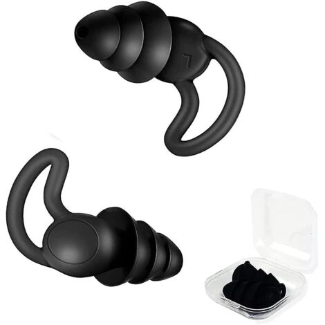 Bouchons d'oreilles en silicone noir pour dormir, résistants au bruit et étanches - Idéaux contre les ronflements et pour les voyages