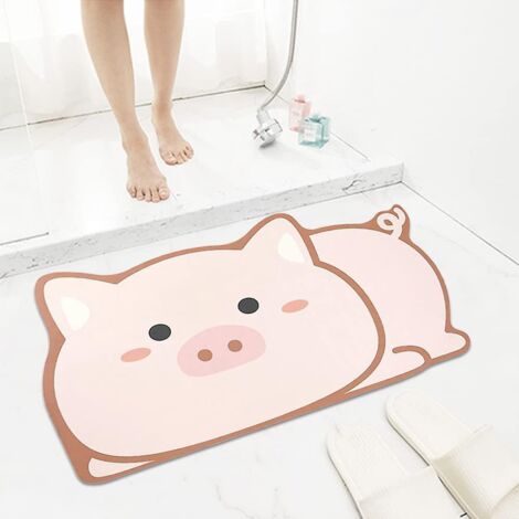 Tapis de bain Pink Pig 40x60cm - Absorbant et antidérapant (1/5)