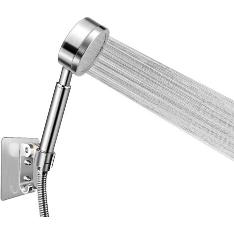 Pommeau de douche haute pression en acier inoxydable 304 avec flexible de 1,5 m et support pour une installation et un nettoyage faciles (1/5)