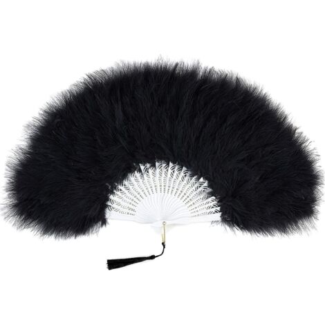 Éventail pliant à main Black Feather des années 1920 - Accessoire idéal pour une soirée Gatsby. (1/5)