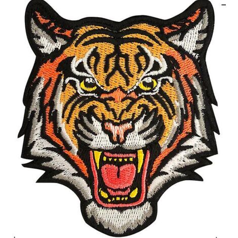Écusson brodé à rayures de tigre du Bengale, à thermocoller ou à coudre. (1/4)