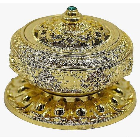 Brûleur d'encens Lotus orné de huit trésors et de huit symboles de bon augure (1/5)