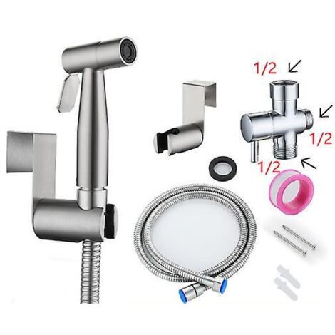Pulvérisateur bidet portable en acier inoxydable pour salle de bain et nettoyage des couches lavables avec buse de douche antirouille (G1/2) (1/5)