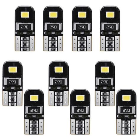 Ampoules LED T10 Canbus 12V blanches pour éclairage intérieur de voiture (1/3)