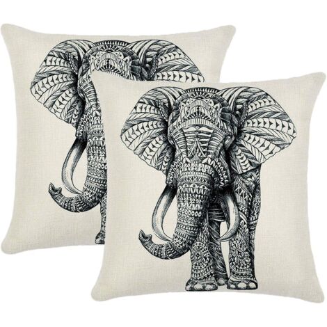 Taies d'oreiller à motif éléphant pour coussins de bureau/maison de 45 x 45 cm (1/5)