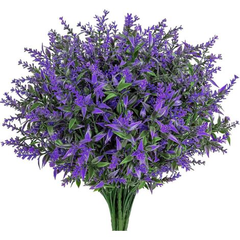 Ensemble de 9 fleurs artificielles de lavande violette pour la maison, le bureau, la terrasse ou la décoration de mariage à faire soi-même (1/5)