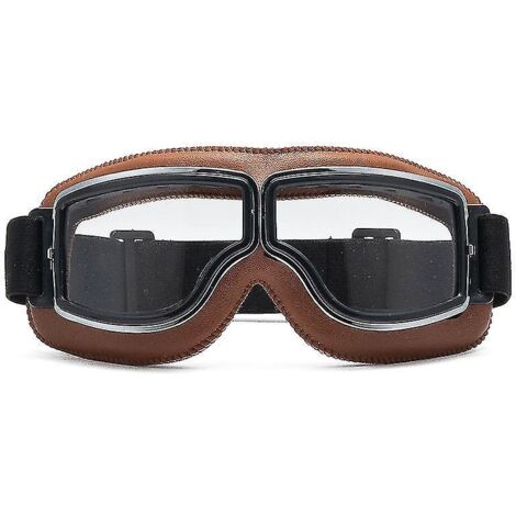 Lunettes de moto vintage marron, style aviateur pliable, verres antibuée et sangle réglable (1/3)