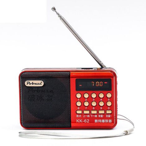 Radio portable rouge à ondes courtes avec support de carte TF (1/5)