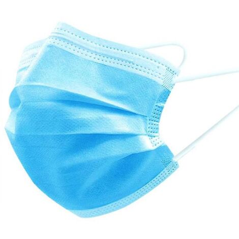 Masques faciaux confortables et protecteurs à 3 couches (paquet de 10) - Bleus (1/3)
