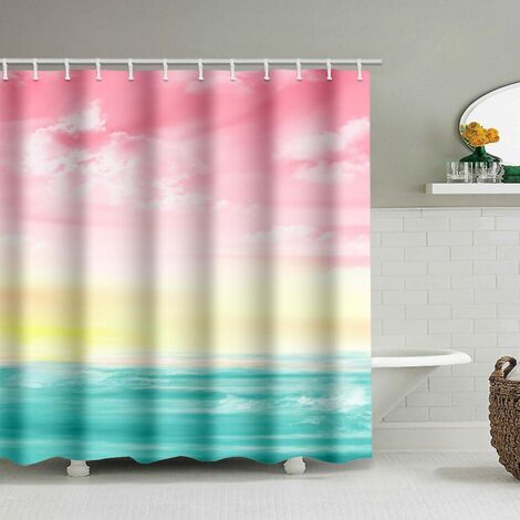 Rideau de douche dégradé antibactérien et imperméable à perles 180x180cm (1/5)