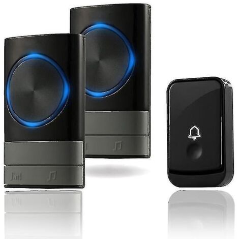 Sonnette de porte sans fil étanche noire (1/4)