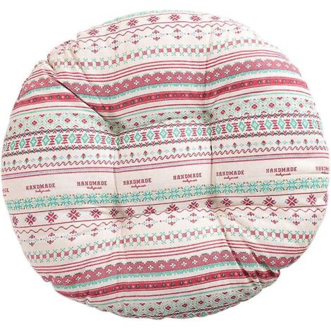 Coussin d'extérieur rond à motif floral et animalier bohème - 40 cm, mélange coton et lin (1/5)