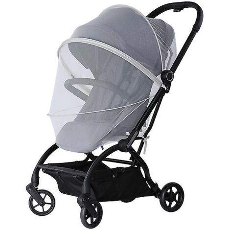 Moustiquaire universelle pliable gris clair avec fermeture éclair à double sens pour poussette, siège auto, landau et nacelle (1/5)