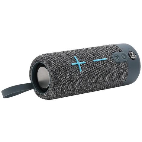 Enceinte Bluetooth portable grise sans fil avec basses profondes et son puissant à 360°