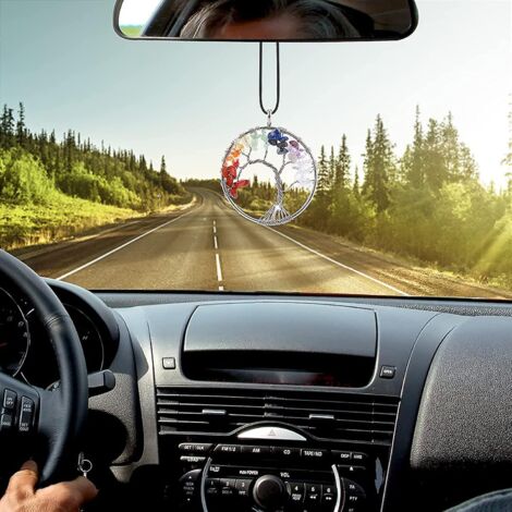 Accessoire de rétroviseur de voiture en cristal de quartz Arbre de Vie (1/4)