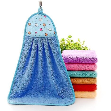 Lot de 3 serviettes de toilette en velours corail bleu (1/5)