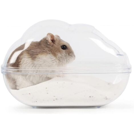 Bac à sable transparent pour hamster avec pelle - Accessoires pour cage pour cobayes, gerbilles et hamsters nains (1/5)