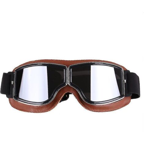 Lunettes de moto rétro marron et argent style Harley pour la conduite tout-terrain en extérieur, par temps venteux. (1/5)