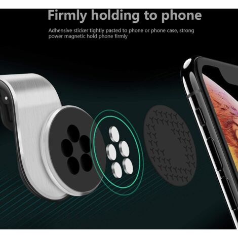 Lot de 2 supports magnétiques pour téléphone de voiture, à fixer sur la grille d'aération - Support magnétique rotatif à 360° pour iPhone et Huawei (1/4)
