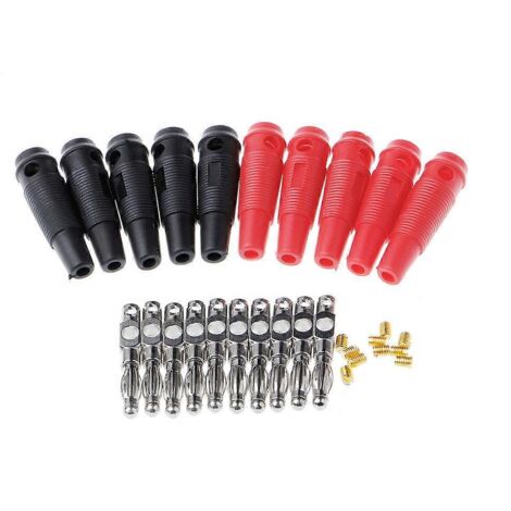 10 Pièces Connecteurs Banane Empilables Latéralement 4mm Rouge Noir Sans Soudure (1/5)