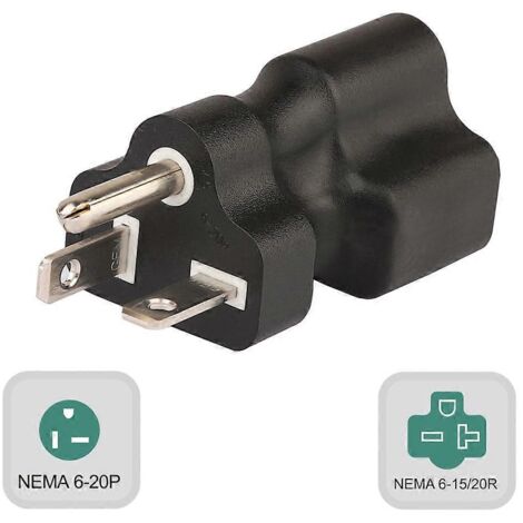 Adaptateur de Prise Nema 6-20P vers 6-15/20R pour Câble d'Alimentation PC (1/5)