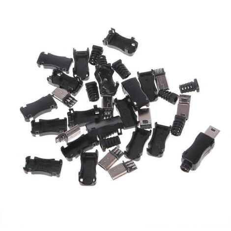 10 Ensembles Prise Mini USB 2.0 5 Broches avec Couvercle et Câble de Connexion (1/4)